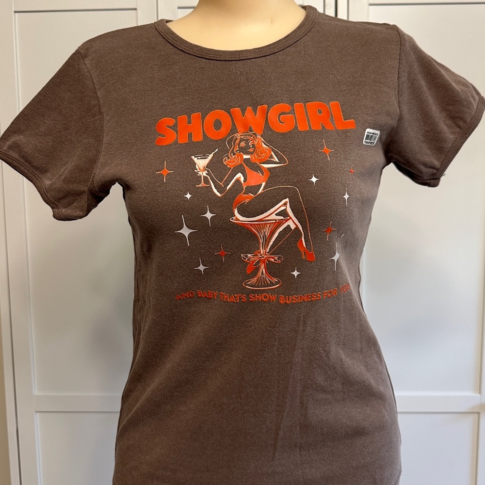 Anvil Brown Ladies Garment Dyed Top with Label